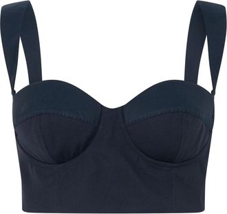 Moschino Tops, Dames, Blauw, S, Wol, Cropped Fitted Top
