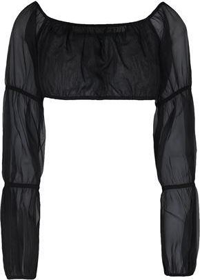 8 by YOOX CRINKLED VOLUME BELL SLEEVE CROP TOP