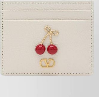 Valentino Garavani cherry motif leather cardholder textured