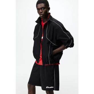 H&M Relaxed Fit Football Shorts in Black/lotto at Nordstrom, Size Xx-Large