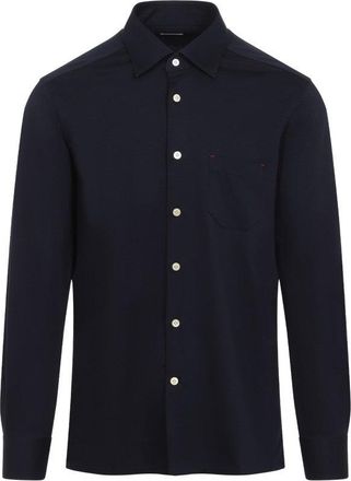 Kiton Tailored Fit Blue Button-Down Shirt