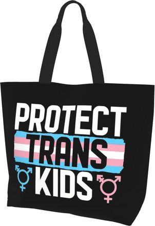 AOOEDM Protect Trans Kids Ladies Canvas Tote Reusable Shopping Bag
