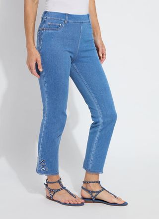 Lyssé Yori Eyelet Straight Leg Crop Denim (26 Inseam)