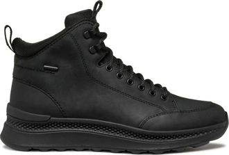 Geox Zwarte Actif Enkellaarzen voor Mannen - Heren - Veterlaarzen - Zwart - 43 EU - Leer - Schoenen