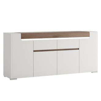 Furniture To Go Toronto Wide 4 Door 2 Drawer Sideboard (inc. Plexi Lighting) in White