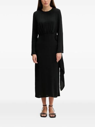 HUGO BOSS floral-detail midi dress - Black