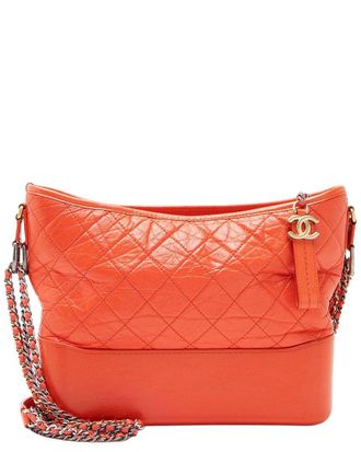 Chanel Orange Aged Calfskin Gabrielle Medium Hobo (Authentic Pre-Loved)