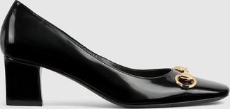 Gucci Womens Signora Pump, Black, Leather