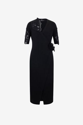 Ermanno Scervino Midi-Strick-Etuikleid mit Spitze