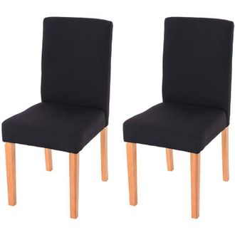 Hhg Set 2x sedie Littau tessuto soggiorno cucina sala da pranzo 43x56x90cm nero piedi chiari