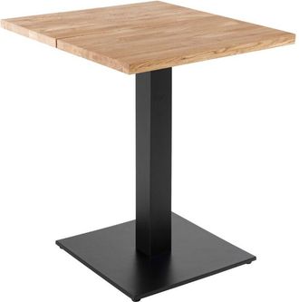 Oviala Mesa de comedor 60x60 cm con cantos rectos en roble- 60 x 60 x 73 cm