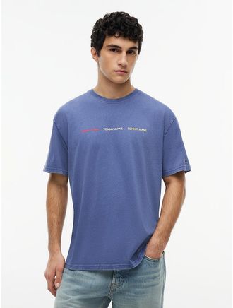 Tommy Hilfiger Mens Tommy Jeans Repeat Logo T-Shirt - Blue Storm - S
