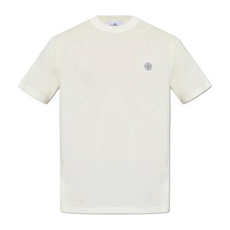 Stone Island T-shirt Met Logo Patch - Heren - T-shirts - Beige - XL - Katoen - Tops