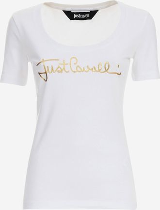 Just Cavalli Womens T-Shirt Stretch Cotton White T-Shirts & Jerseys