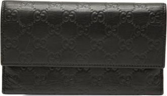 Gucci Black Leather Long Wallet (Tri-Fold) (Pre-Owned)