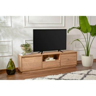 Dmora Dmora - Mueble De Televisi&oacute;n Lovere, Aparador De Sal&oacute;n, Mueble Bajo Para Tv, Base De Pared Equipada, 160x30 H42 Cm, Blanco