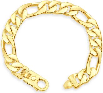Pompeii3 Mens Heavy Figaro 14k Gold (90gram) or Platinum (145gram) 10mm Link Bracelet 8.75