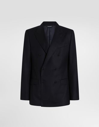 Dolce & Gabbana Martini Light Double-breasted Wool Jacket - Man Suits And Blazers Blue 48