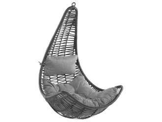 Beliani Beliani - Silla Colgante De Rat&aacute;n Sint&eacute;tico Negro Columpio En Forma De Huevo Estilo R&uacute;stico Boho Atri Ii