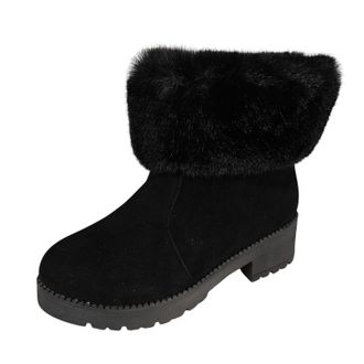 Generic Snow Boots Women Suede Leather Winter Warm Ladies Faux Furry Lined Fuzzy Slip On Ankle Boots Waterproof Non Slip Indoor Outdoor Cushioned Walking Hiki