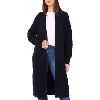 Vince Camuto Open Front Cable Stitch Cardigan in Rich Black at Nordstrom Rack, Size Xx-Small