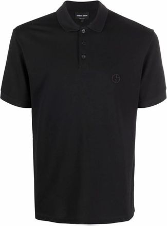 Giorgio Armani Polo Shirts, male, Black, Size: XL Stretch Cotton Piqu&eacute; Polo Shirt