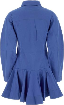 Ganni Womens Cotton Shirt Dress Blue Organic Elastane