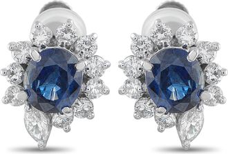Luxury Bazaar Platinum 0.89ct Diamond and Sapphire Earrings MF33-041426