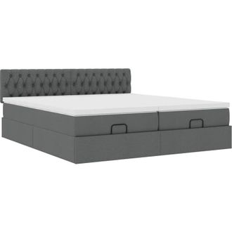 vidaXL Vidaxl - Estructura Cama Otomana Colchones Tela Gris Oscuro 200x200cm