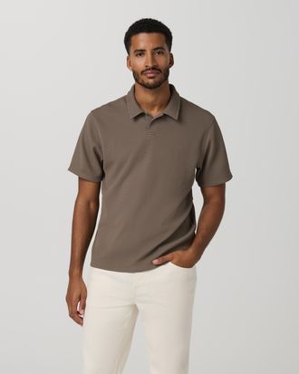 Vuori Clothing Short Sleeve Lightweight Tech Waffle Polo - Relaxed Fit | Bark | Medium