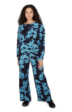 Lords of Harlech Clara Oversized Brushed Knit Sweatshirt in Serious Floral Navy at Nordstrom, Size Xx-Large
