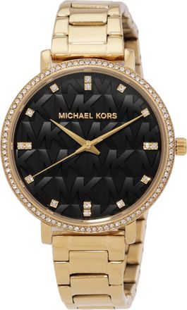 Michael Kors Pyper Quartz Crystal Black Dial Ladies Watch MK4916