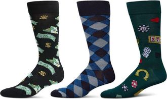 MeMoi Hobby Assorted 3-Pack Crew Socks in Green at Nordstrom, Size 10-13