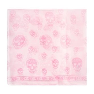 Alexander McQueen Alexander McQueen, Silky Scarves, female, Pink, Size: ONE SIZE Classic Skull Scarf