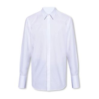 Ferragamo Overhemden, Heren, Wit, L, Katoen, Overhemd met Lange Mouwen en Knopen