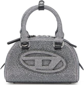 Diesel 1DR Dome - Small bowling bag in crystal Lurex - Crossbody Bags - Woman - Black