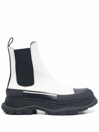 Alexander McQueen Tread Slick Chelsea ankle boots - women - Calf Leather/Leather/Rubber/Fabric - 39 - White