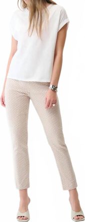 Joseph Ribkoff Geometric Slim Ankle Pants In Beige/off-White