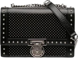 Balmain Pre-owned Cross Body Bags, female, Black, Size: ONE SIZE Pre-owned Studded Leather Shoulder Bag