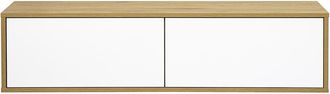 Miliboo Mueble Tv De Pared Acabado Blanco Y Madera Clara Roble L120 Cm Flexo