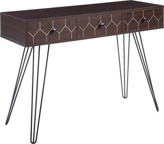 Beliani Beliani - Consola Madera Oscura Negro 110 X 39 Cm 3 Cajones Estante Sala De Estar Malsala