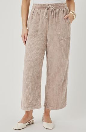 Splendid Ava Cotton Gauze Drawstring Pants in Light Wicker Brown at Nordstrom, Size X-Small