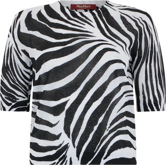 Max Mara Mstago Knit met korte mouwen en ronde hals - Dames - Ronde hals truien - Veelkleurig - L - Katoen - Truien & Vesten