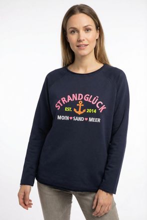 Zwillingsherz Sweatshirt ZWILLINGSHERZ Strandgl&uuml;ck, Damen, Gr. L/XL (L/XL), blau (marine), Sweatware, Obermaterial: 50% Baumwolle, 50% Polyester, unifarben mit Farb