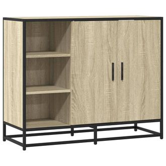 Berkfield Home Sideboard Sonoma Oak 92x35x76 cm Engineered Wood in Light Tan | Size: 92 x 35 x 76 cm