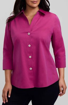 Foxcroft Paityn Non-Iron Button-Up Shirt in Pomegranate Pink at Nordstrom, Size 20W