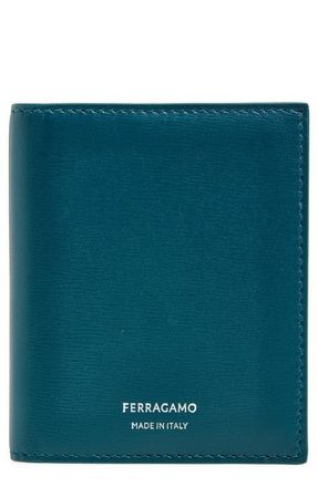 Ferragamo Florence Tall Classic Leather Bifold Wallet in Titanic Blue Nero at Nordstrom