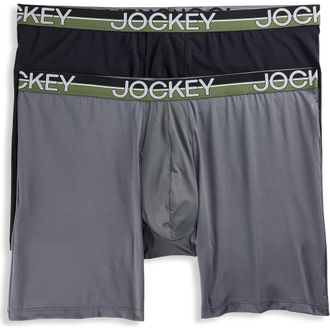 Jockey Big & Tall 2-pk Infinite Cool Performance Microfiber Boxer Briefs in Grey Multi at Nordstrom, Size 2X Big