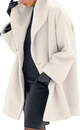 Generic Womens Wool Blend Coat Single Breasted Hooded Jacket Casual Trench Top Winter Overcoat Jackets