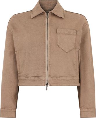 PESERICO Crop Denim Jacket - Dames - Spijkerjassen - Bruin - M - Denim - Jassen